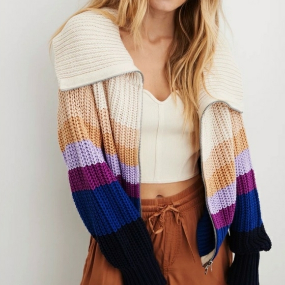 aerie Sweaters - New Aerie Double Zip Cardigan